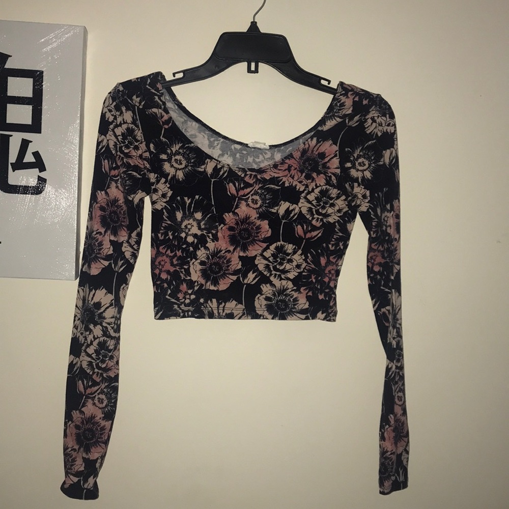 Floral Black Crop Top